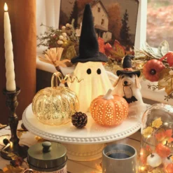 Gloria der Geist LED-Halloween Deko mit Hexenhut und Korb