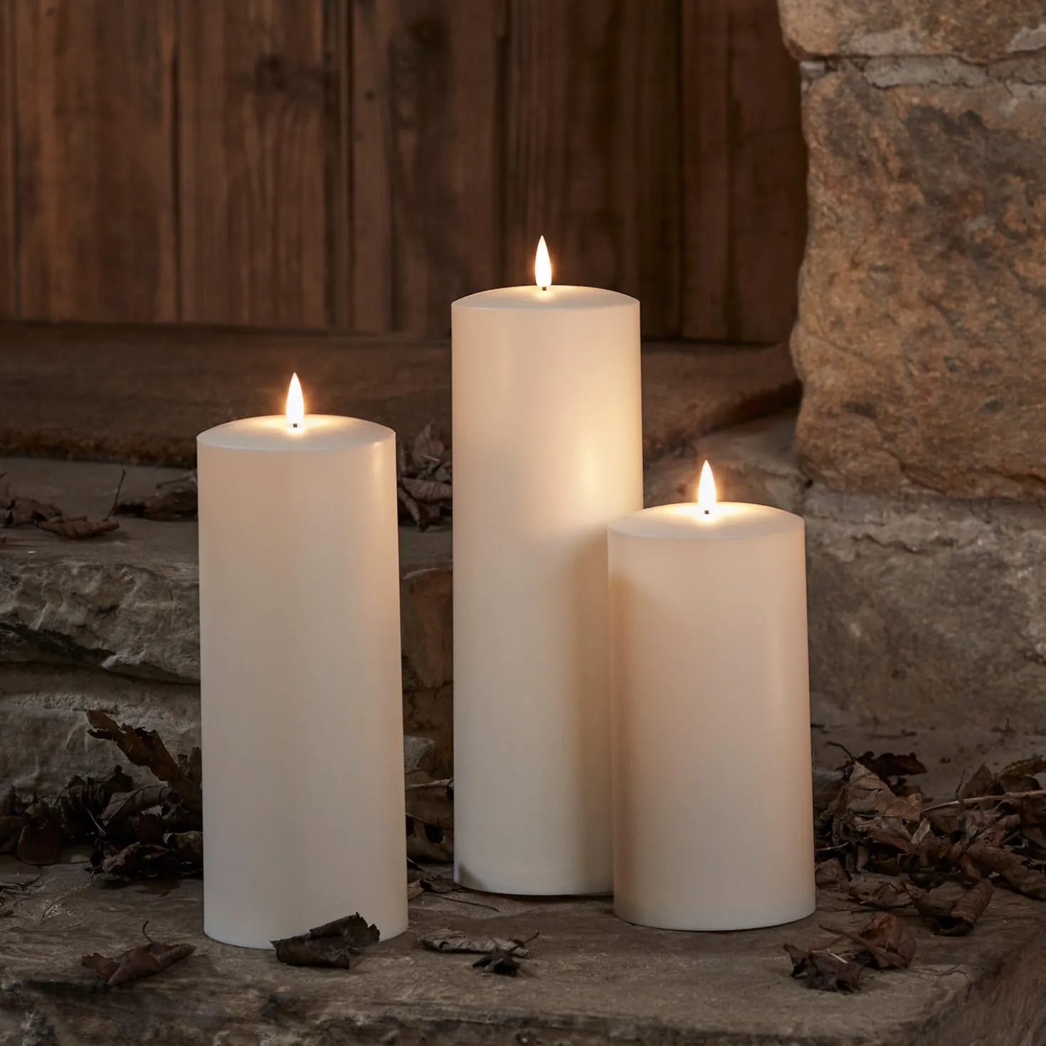 Großes TruGlow® LED Outdoor Kerzen Trio