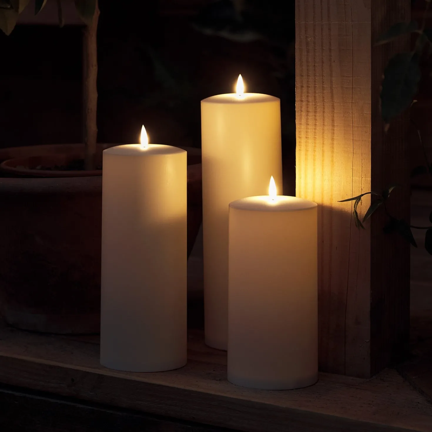 Großes TruGlow® LED Outdoor Kerzen Trio