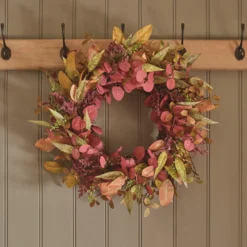 Herbstdeko-Set aus beleuchtetem Kranz & Girlande mit Laub