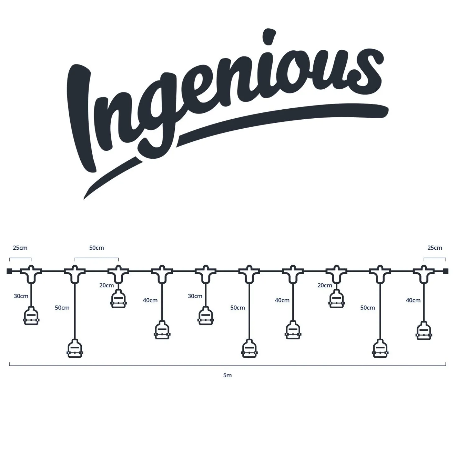 Ingenious Connect 5m Strang mit 10 x E27 Fassungen & variierenden Tiefen koppelbar
