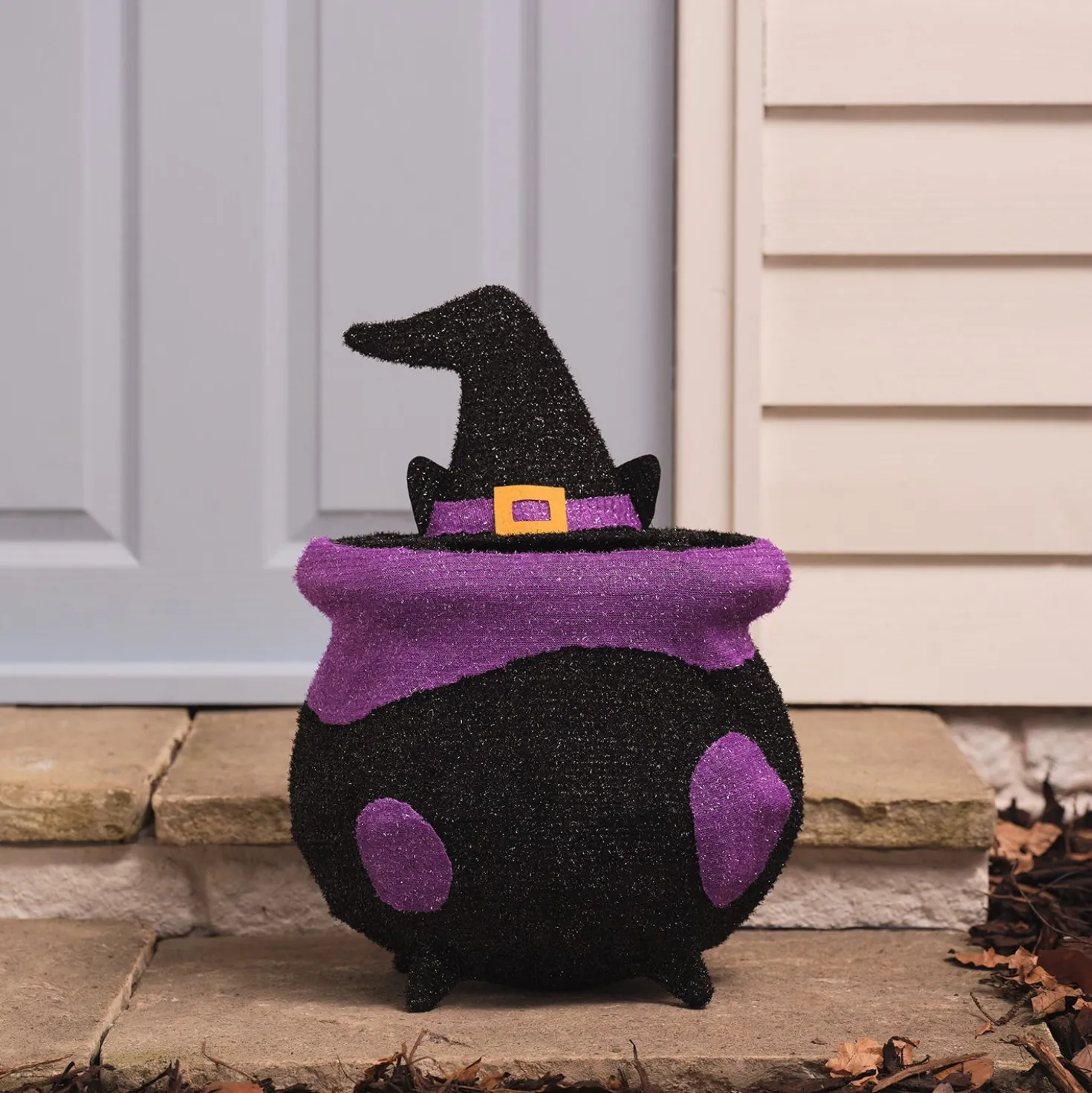"Katze im Kessel" LED-Halloween-Figur für den Außenbereich
