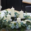 Kerzenständer Tischdeko mit 4 elfenbeinfarbenen TruGlow® LED Kerzen Echtwachs schmal
