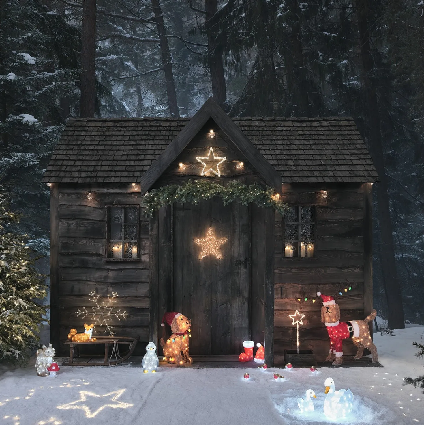 LED Acryl Weihnachtsfigur außen Felix der Fuchs