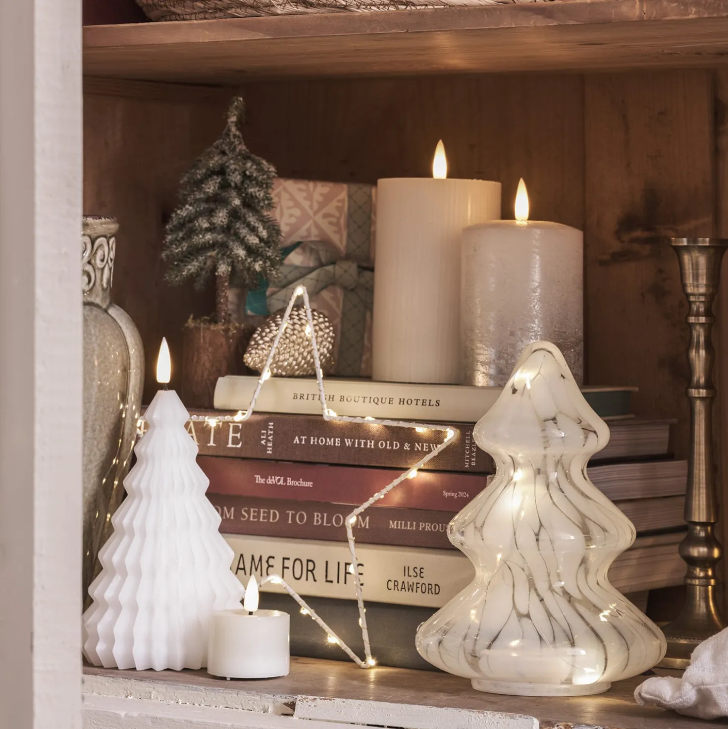 LED Glas Tannenbaum weiß gefleckt