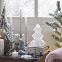 LED Glas Tannenbaum weiß gefleckt