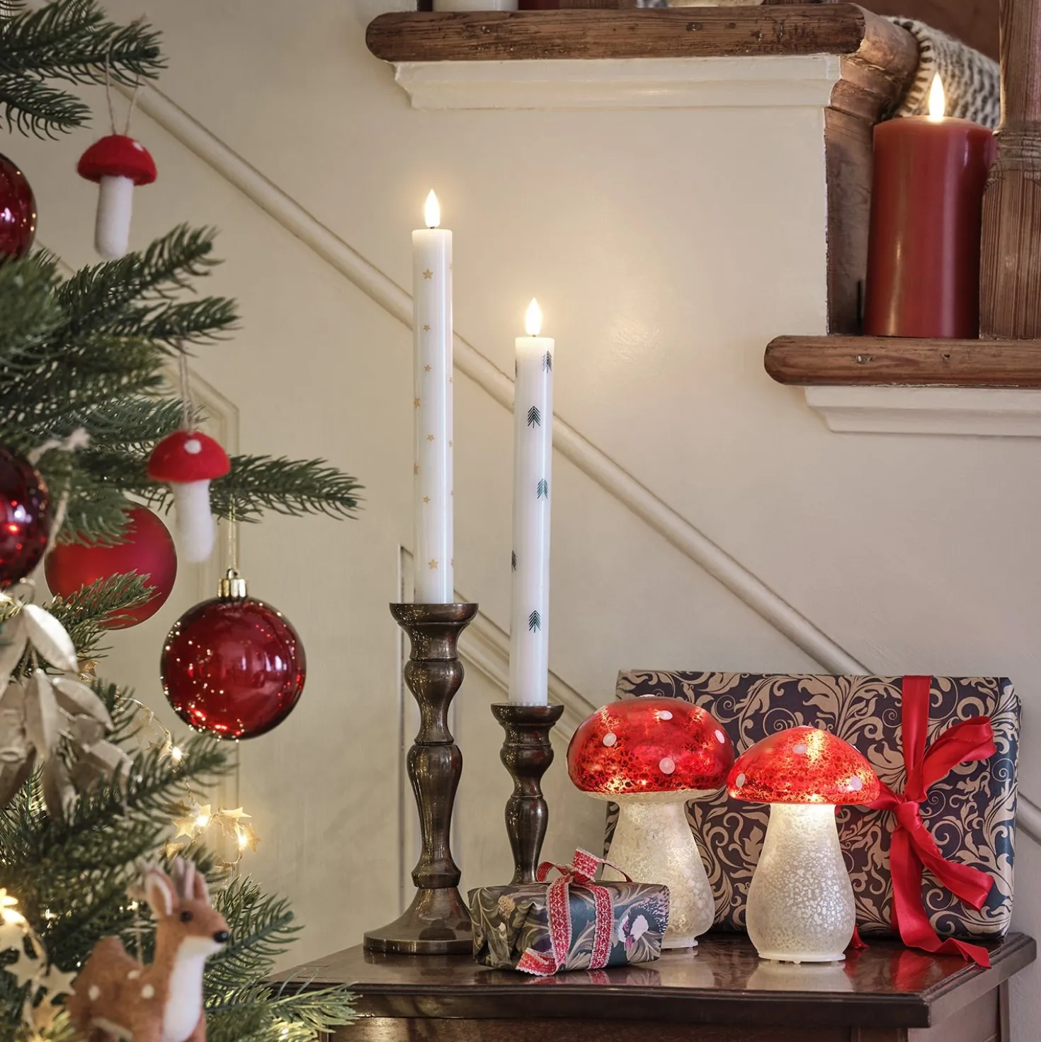 LED Glas Weihnachtsdeko Fliegenpilze