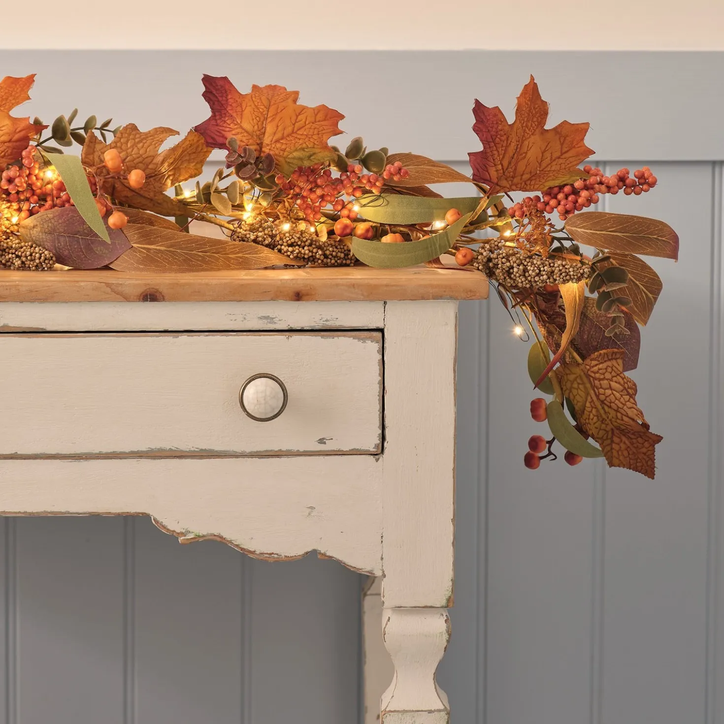 LED‑Herbstkranz mit Girlande & 6‑Stunden‑Timer