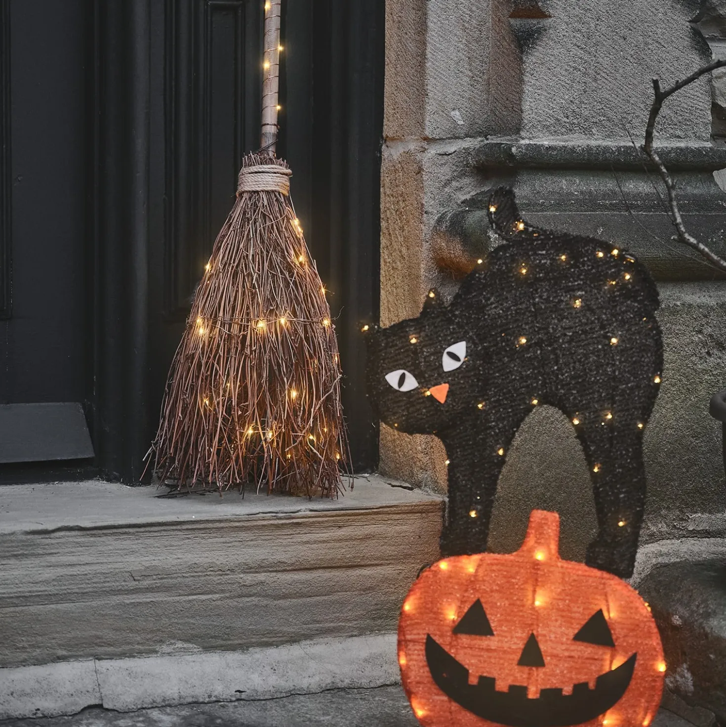 LED Stableuchte Katze und Kürbis