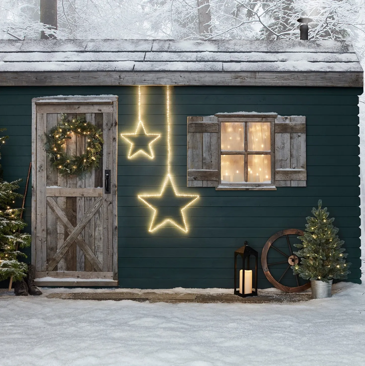 LED Stern Duo Weihnachtsbeleuchtung außen