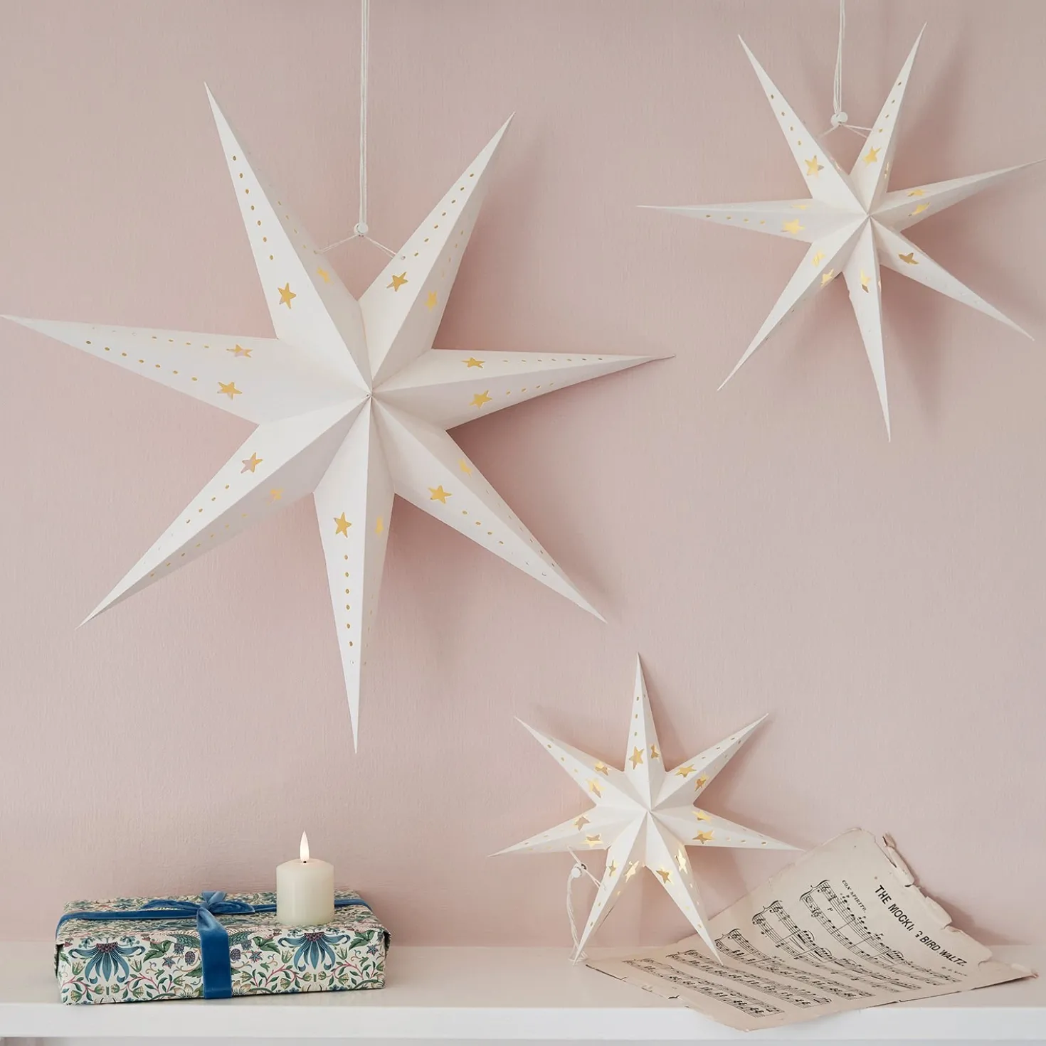 LED Sterne Trio aus Papier