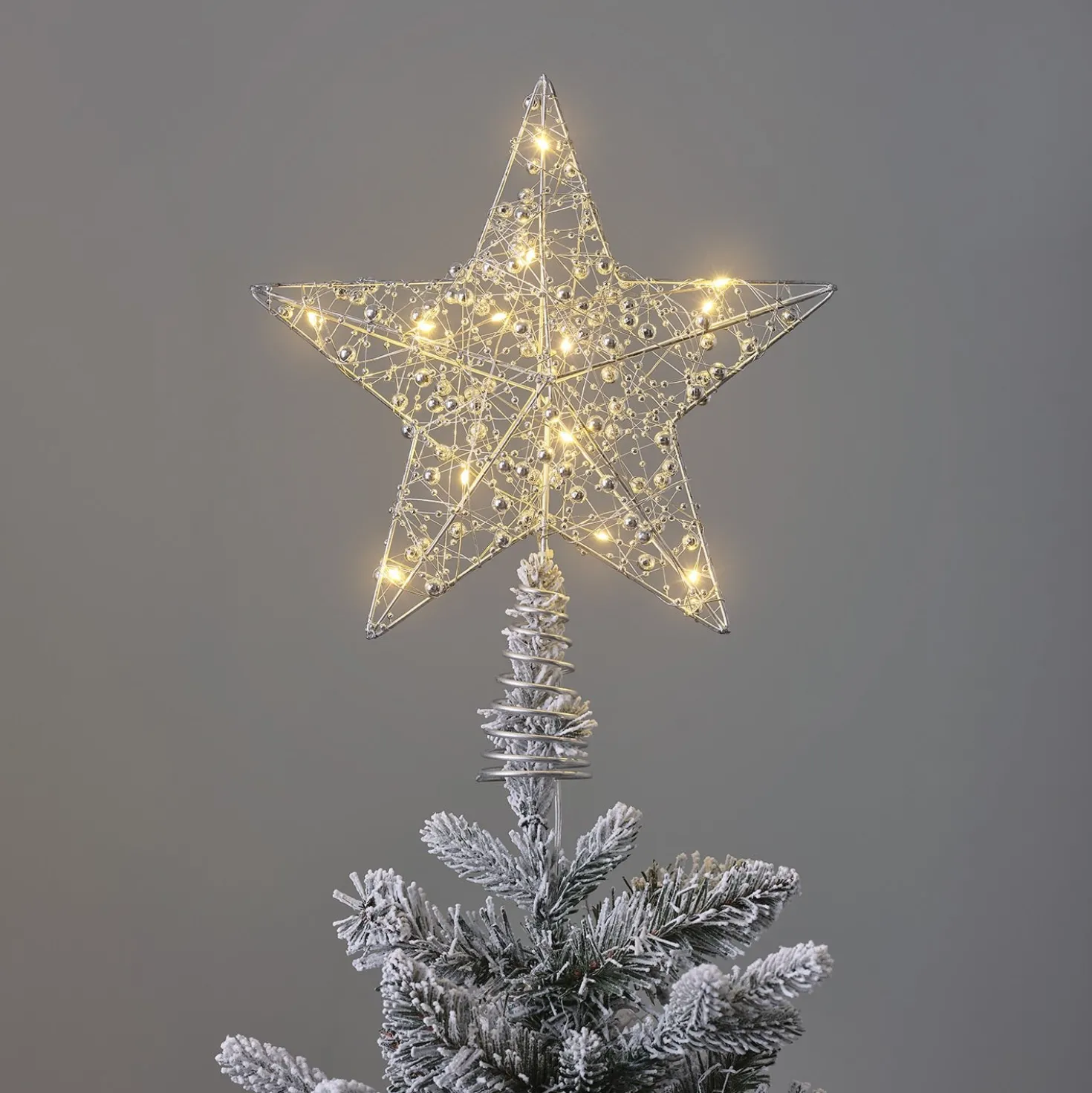 LED-Stern Weihnachtsbaumspitze silber