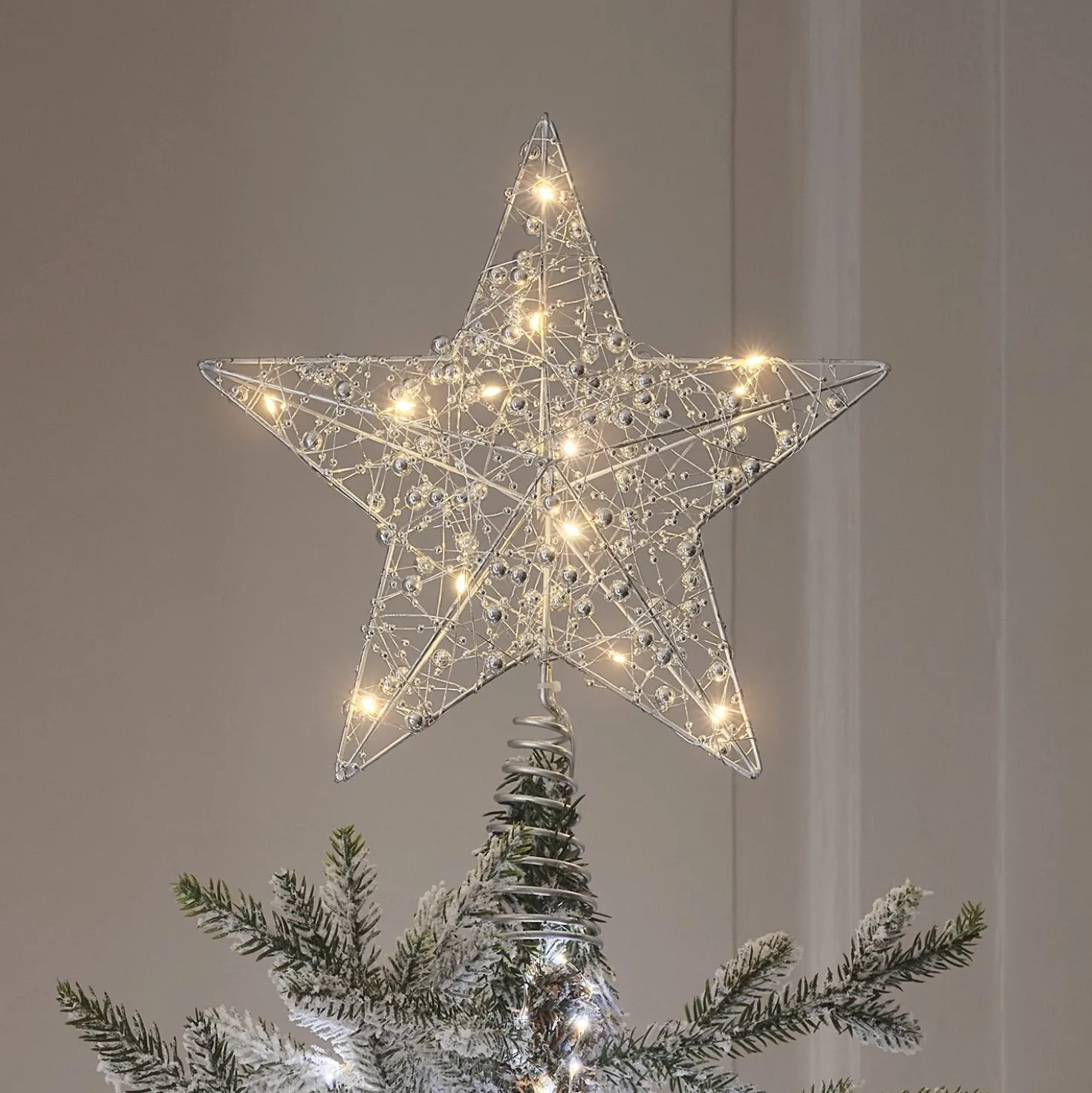 LED-Stern Weihnachtsbaumspitze silber