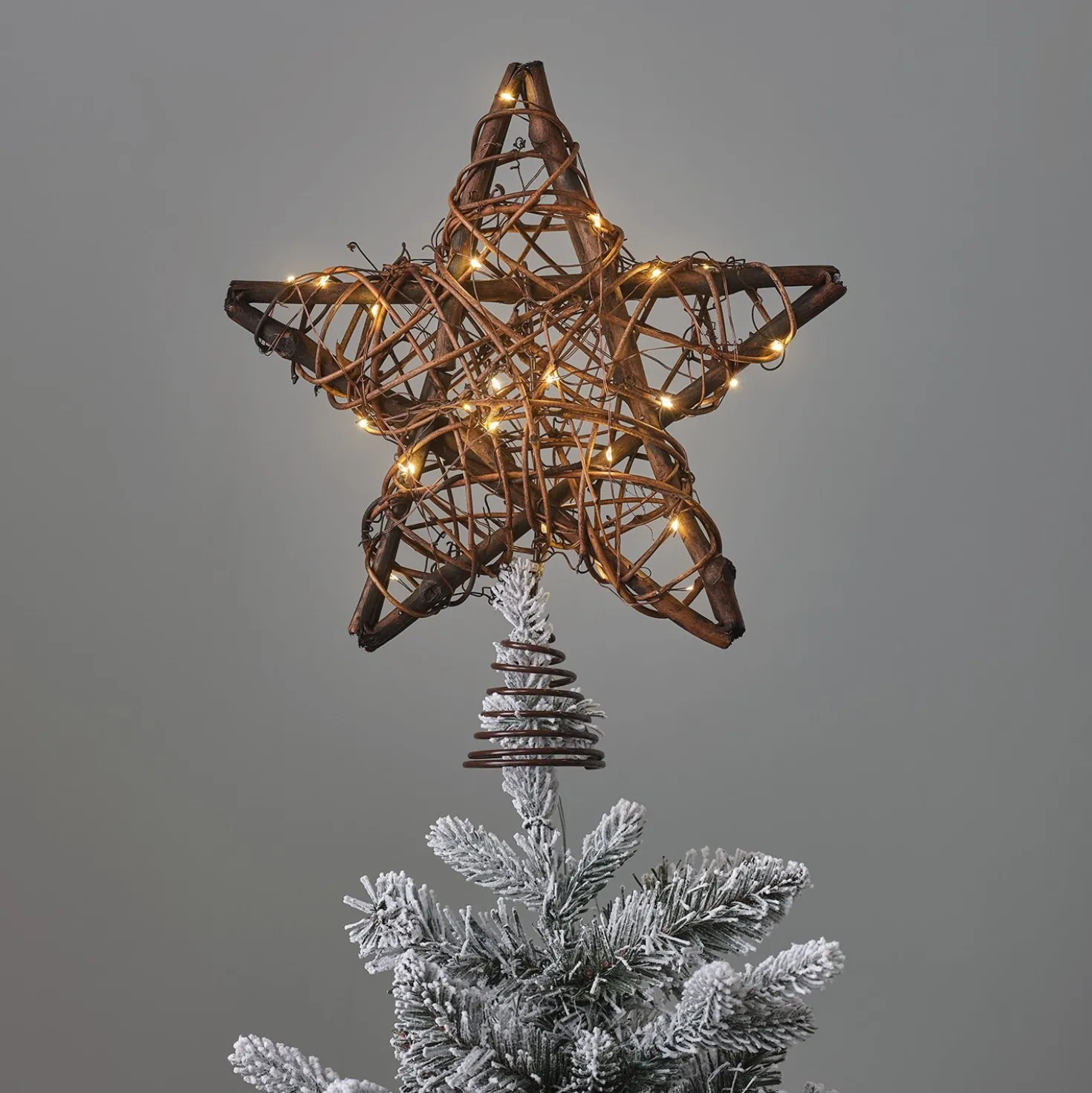 LED Stern Weihnachtsbaumspitze Rattan