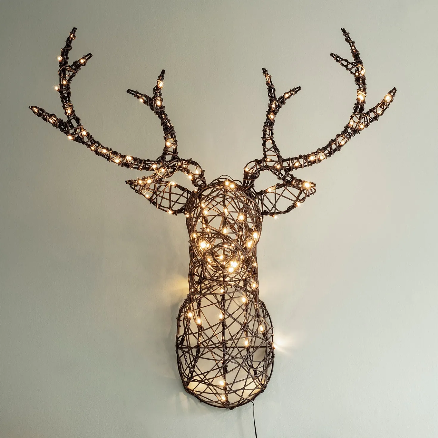 LED Weihnachtsdeko Hirschgeweih aus Rattan