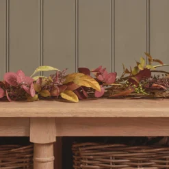 1,5m Herbstgirlande mit Laubfärbung und Beleuchtung