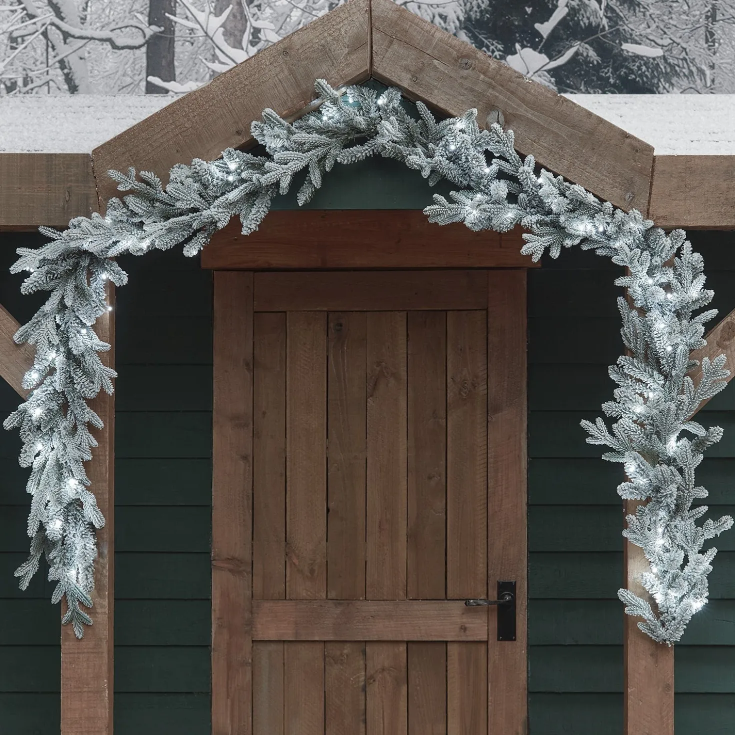 2,5m verschneite Outdoor-Girlande mit Beleuchtung