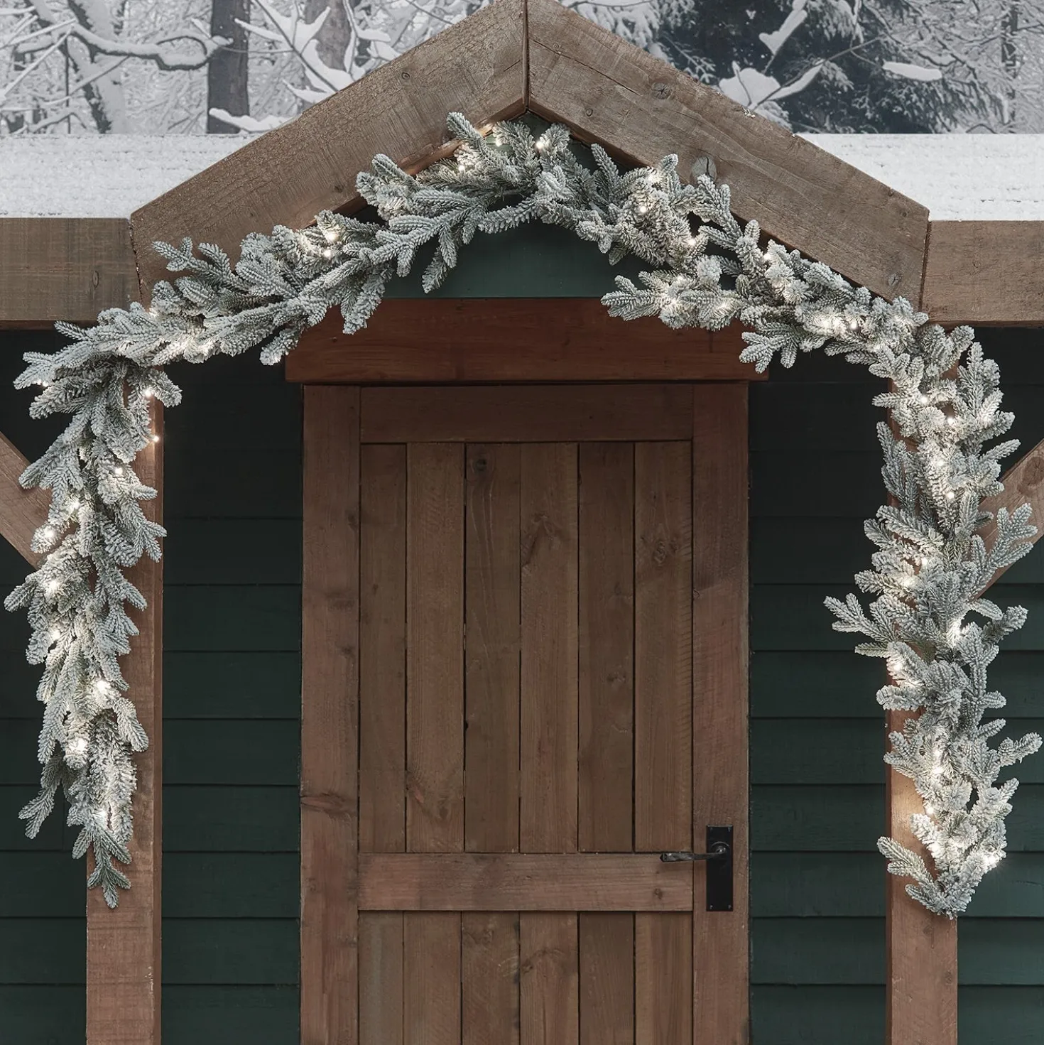 2,5m verschneite Outdoor-Girlande mit Beleuchtung