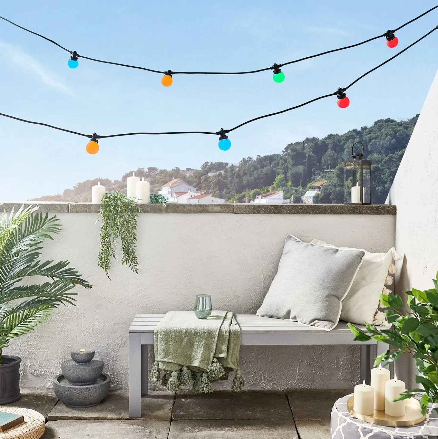 Pro Connect IP67 70m 140er Party Lichterkette bunt koppelbar schwarzes Kabel
