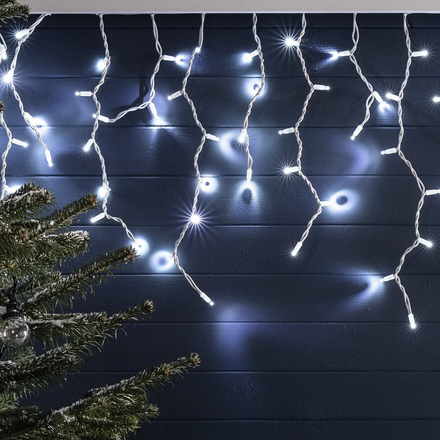 Pro Connect 20m 1000er LED Eiszapfen Lichterkette weiß koppelbar weißes Kabel IP67