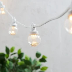 Pro Connect von 30m 60er Party Lichterkette warmweiß transparente Birnen koppelbar weißes Kabel