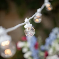 Pro Connect von 50m 100er Party Lichterkette warmweiß transparente Birnen koppelbar weißes Kabel