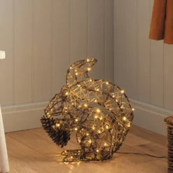 Sherwood Rattan LED-Gartenfigur Eichhörnchen mit 60 LEDs und Timer