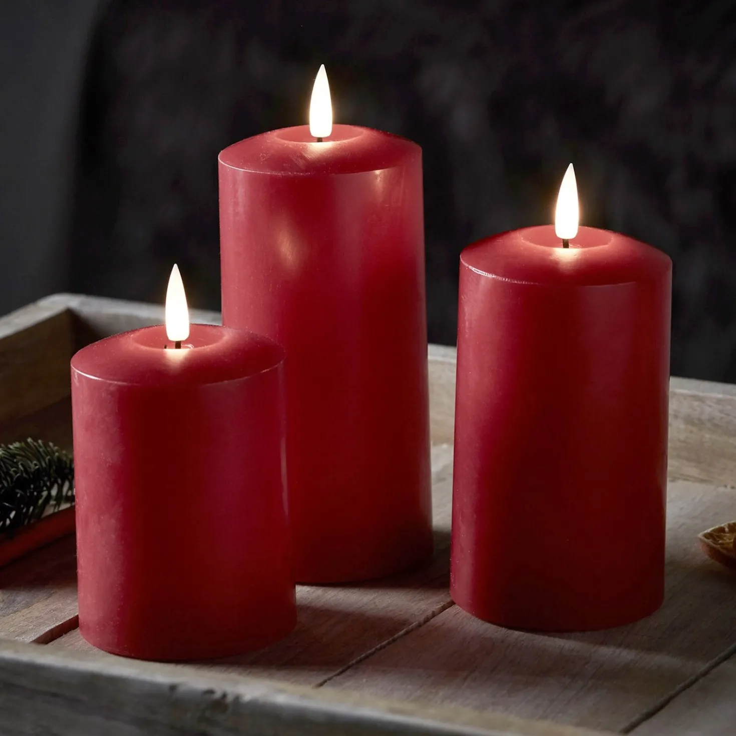 TruGlow® LED Kerzen Echtwachs Trio rot