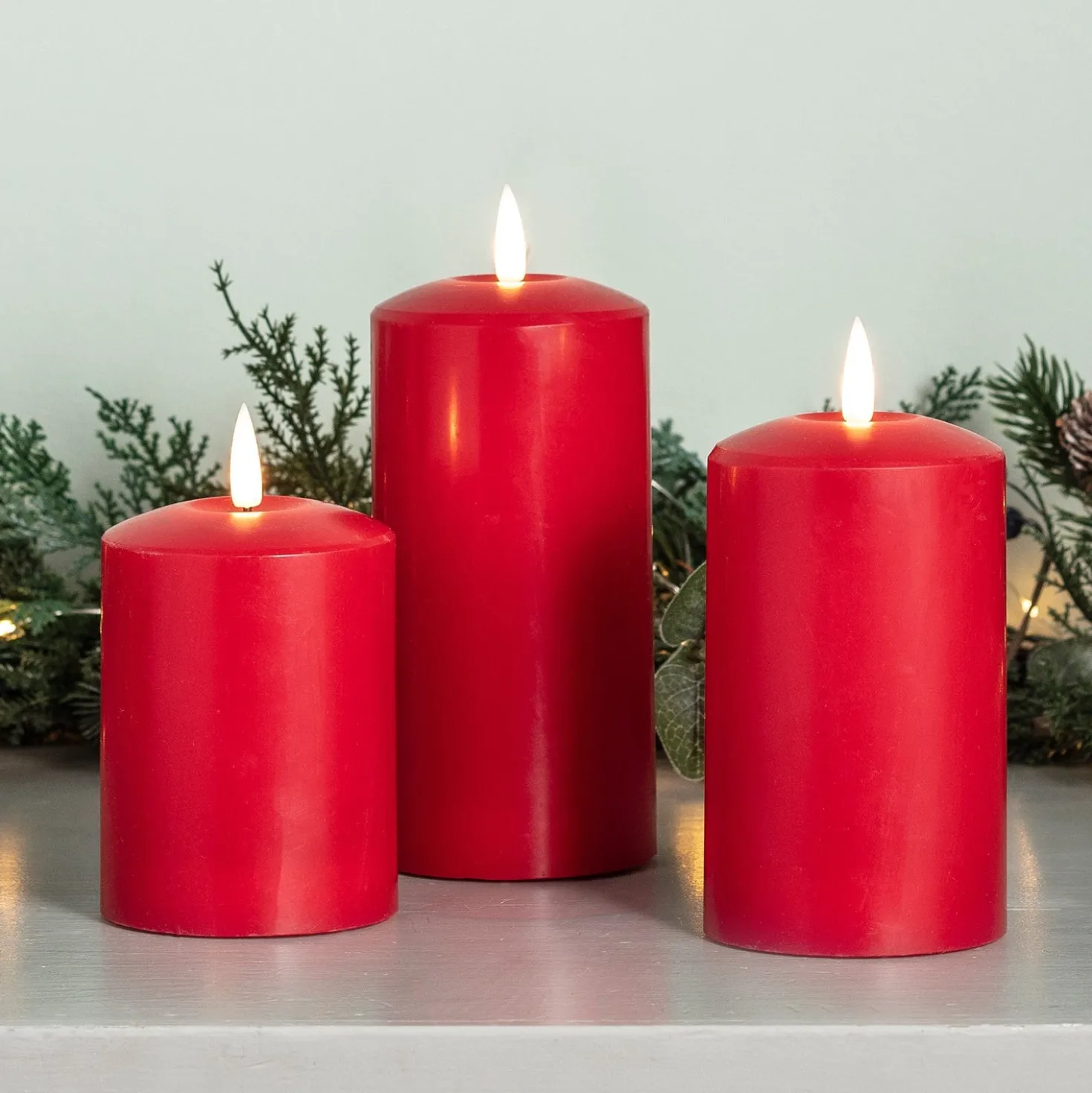 TruGlow® LED Kerzen Echtwachs Trio rot