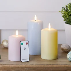 TruGlow® LED Kerzen Echtwachs Trio pastell mit Fernbedienung