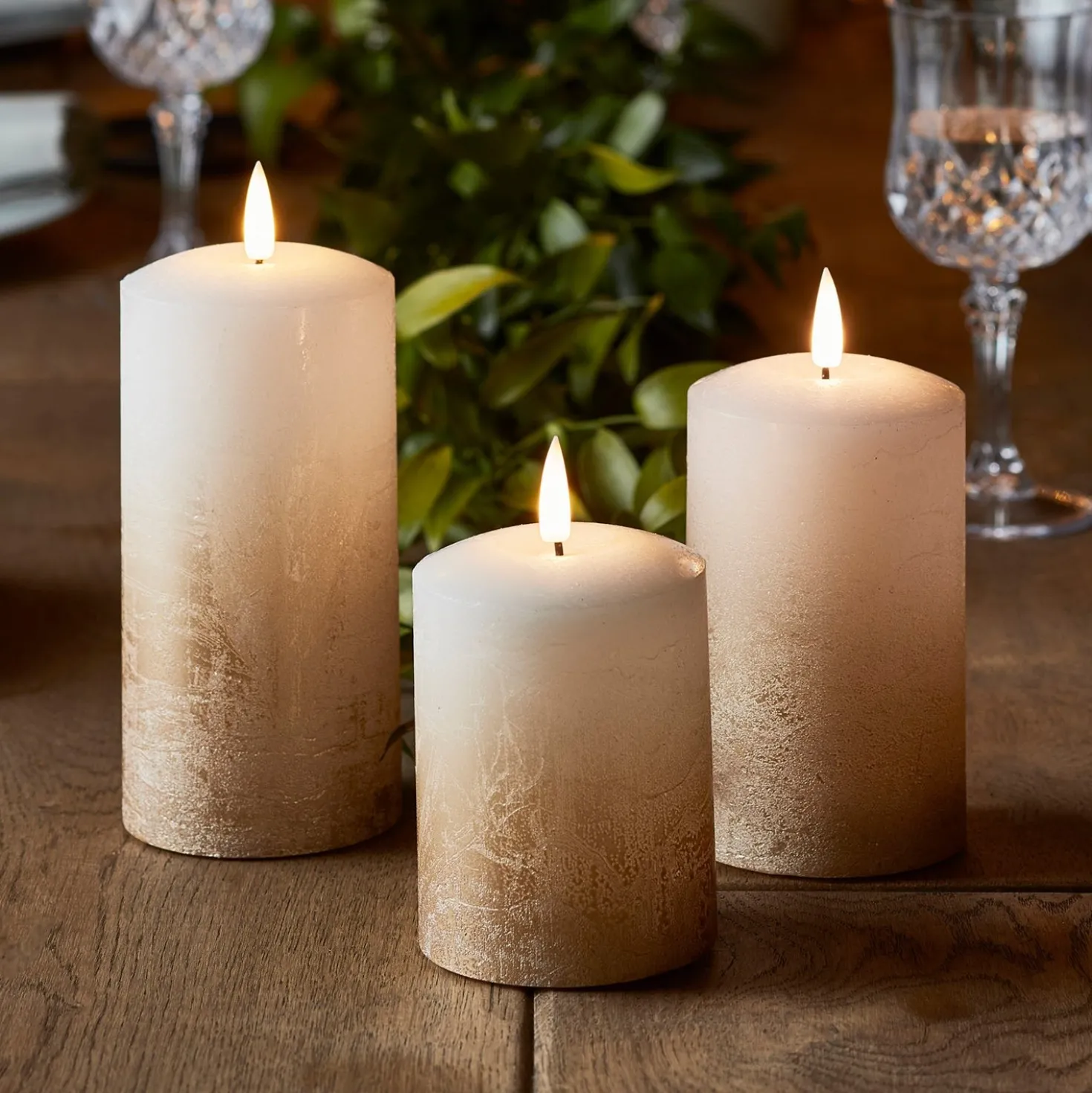 TruGlow® LED Kerzen Echtwachs Trio bronze ombré mit Fernbedienung
