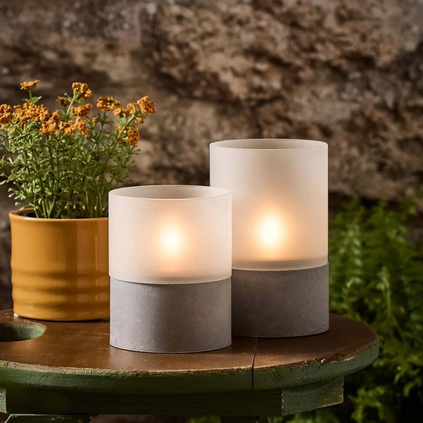 TruGlow® Solar Kerzen Windlichter Duo aus Glas